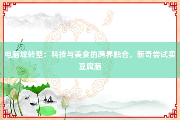 电脑城转型：科技与美食的跨界融合，新奇尝试卖豆腐脑